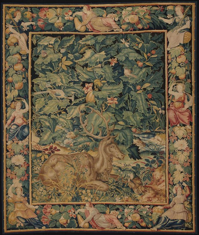 Tapestry: Feuilles de Choux with Stag | MasterArt